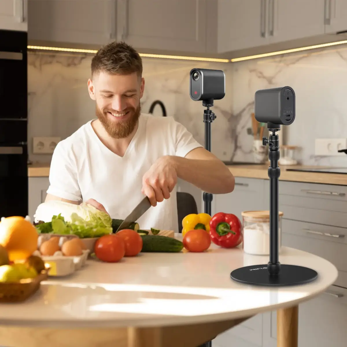 jusmo LS09 Aluminum Projector Floor Stand with Heavy Base & Ball Head | 42cm-88cm (16.5-34.6 Inch) Adjustable Height - view 4