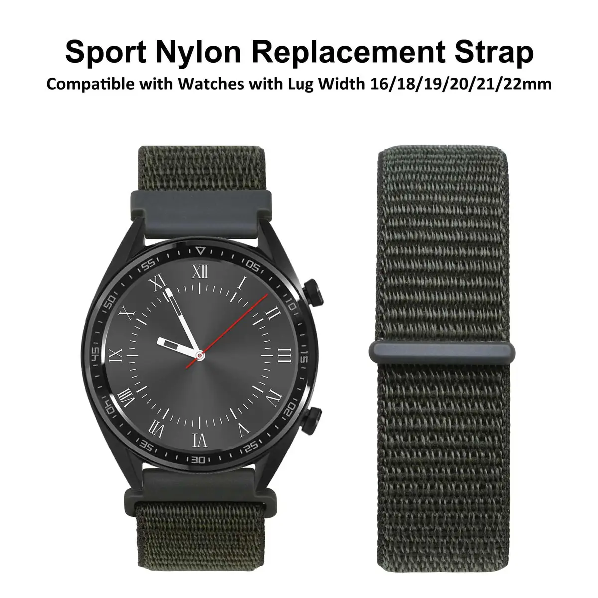 WOCCI 18mm Adjustable Nylon Watch Band | Quick Release Sport Loop Strap (Army Green) - view 8