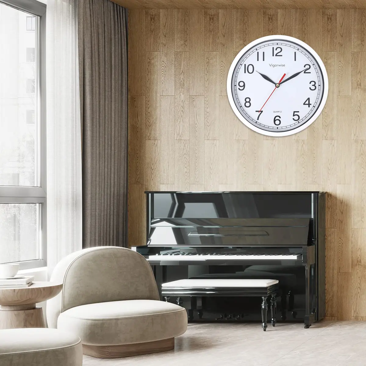 Vigorwise 8 Inch Wall Clock Silent Sweep Movement Accurate Small Clocks | Modern Home Decor - view 6