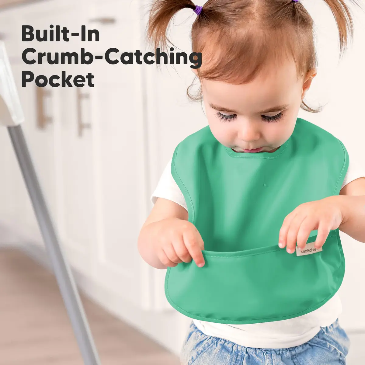 KeaBabies Waterproof Baby Bibs 3-Pack | Lightweight, Wipeable, Large Coverage for Feeding (6-36 months) - view 5