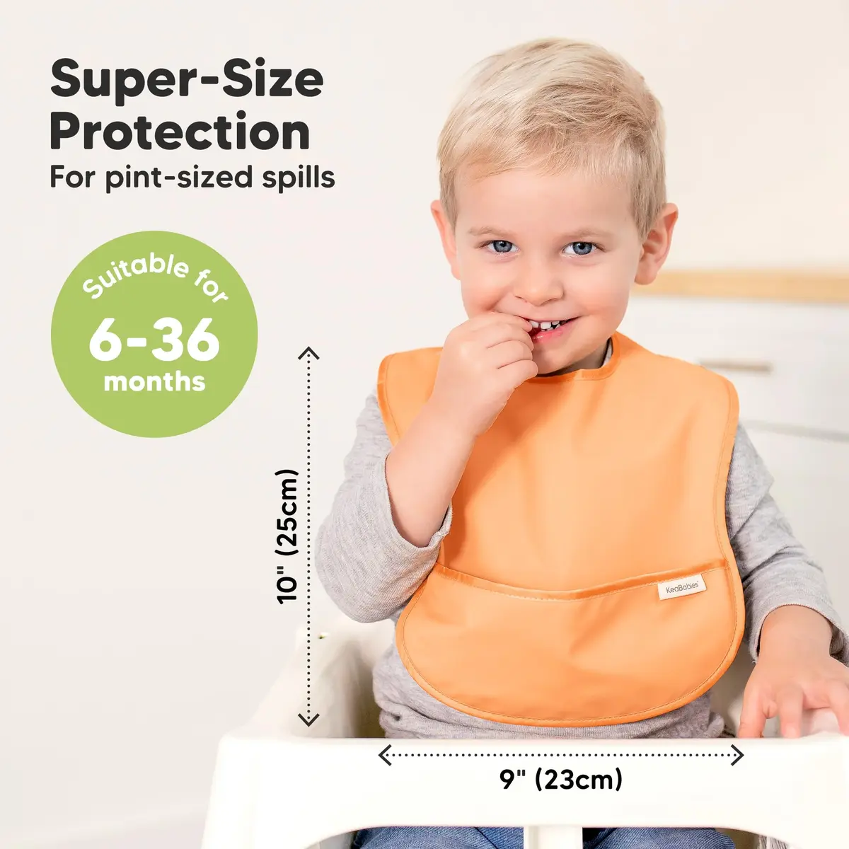 KeaBabies Waterproof Baby Bibs 3-Pack | Lightweight, Wipeable, Large Coverage for Feeding (6-36 months) - view 3