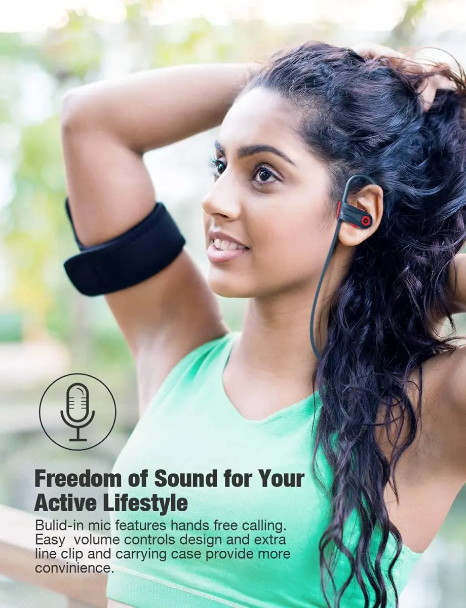 Otium U18 Wireless Bluetooth 5.3 Sport Headphones with Earhooks & Mic | 16 Hours Playtime - view 6