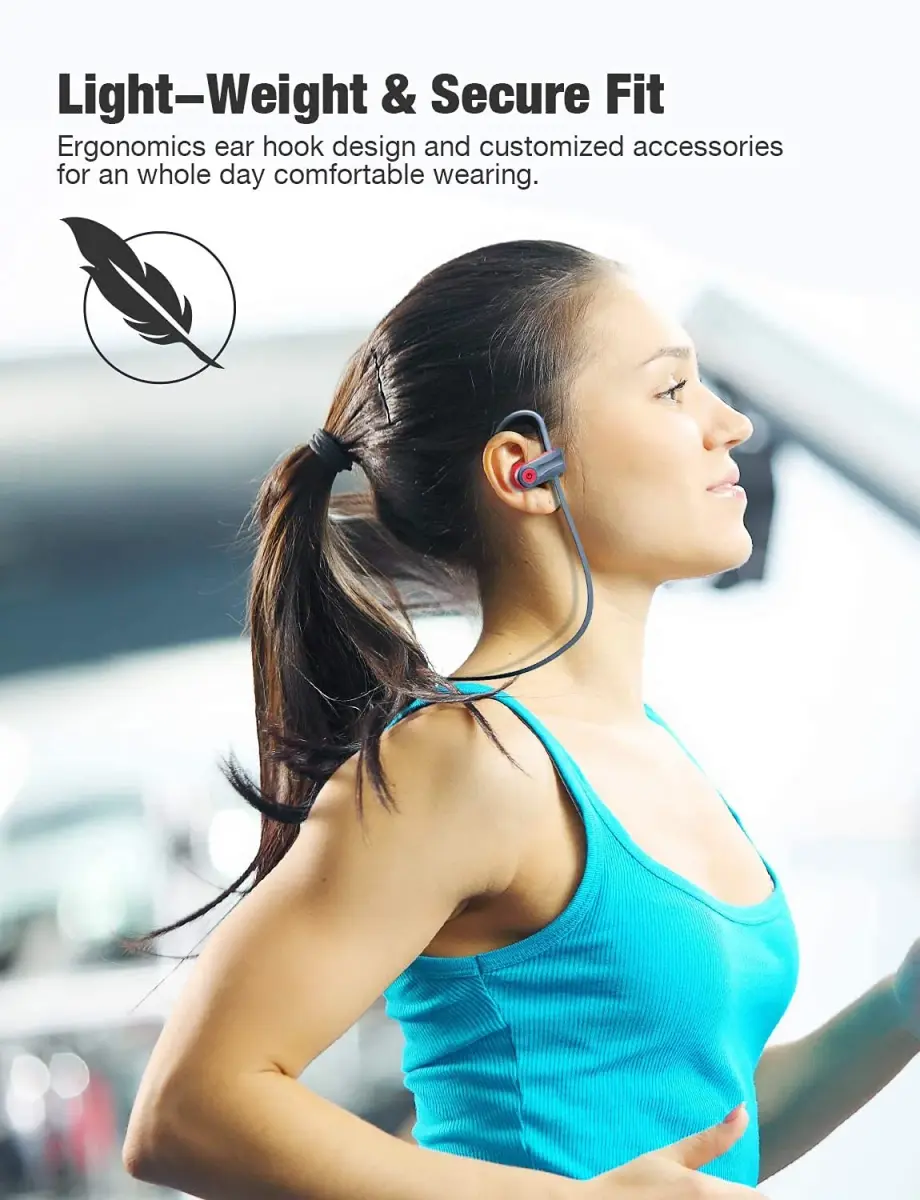 Otium U18 Wireless Bluetooth 5.3 Sport Headphones with Earhooks & Mic | 16 Hours Playtime - view 3
