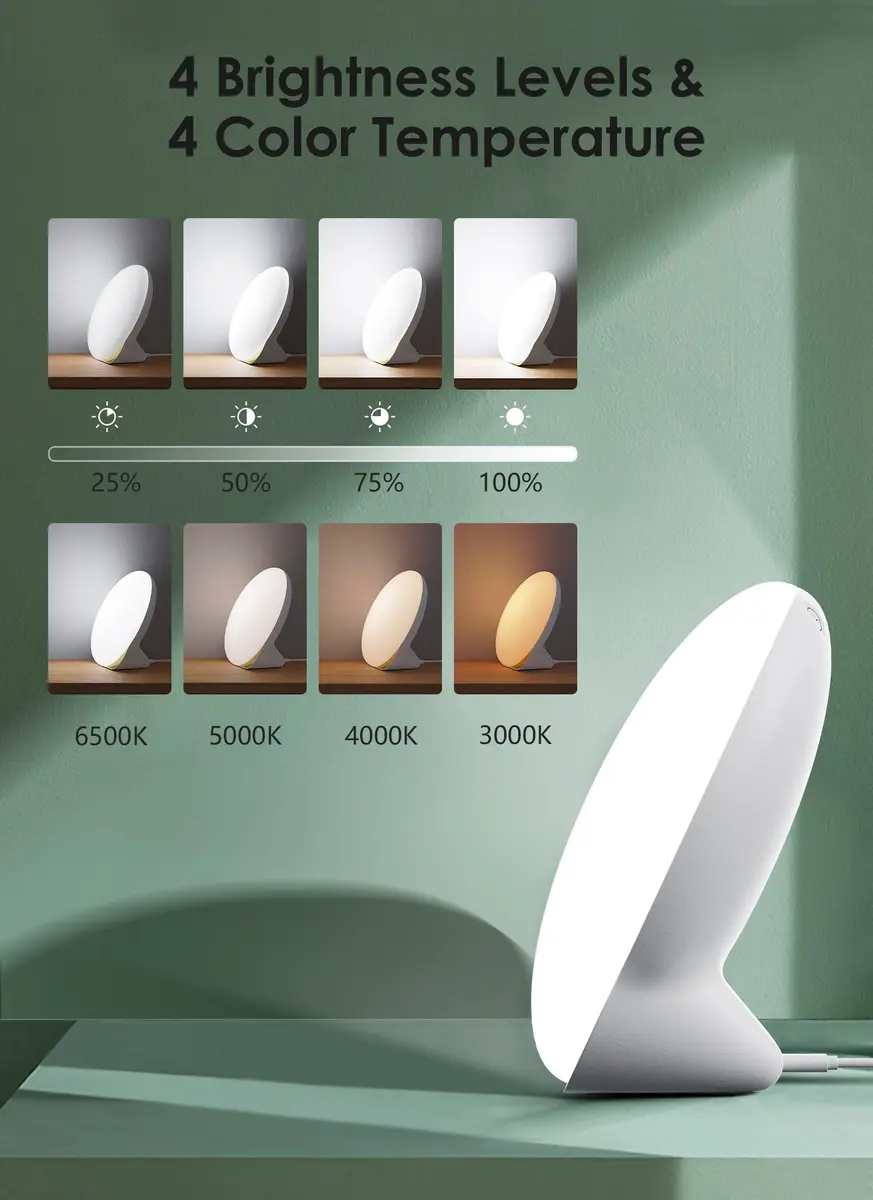 MediAcous Light Therapy Lamp 10000 Lux UV-Free with Timer & Memory Function | Modern Desk Lamp - view 3