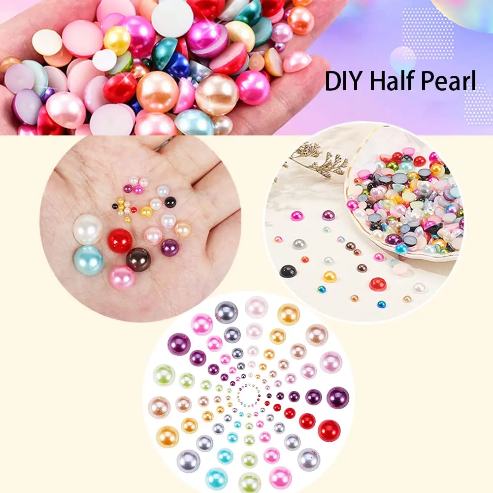 BLAAROOM Half Pearls for Crafts 2-10mm | Flatback DIY Nail Art & Jewelry Embellishments - view 3