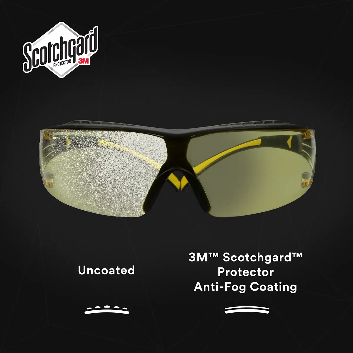 3M Safety Glasses, SecureFit 400, Amber Lens, Yellow/Black Temples | Impact-Resistant, Anti-Fog, Comfortable Fit - view 5