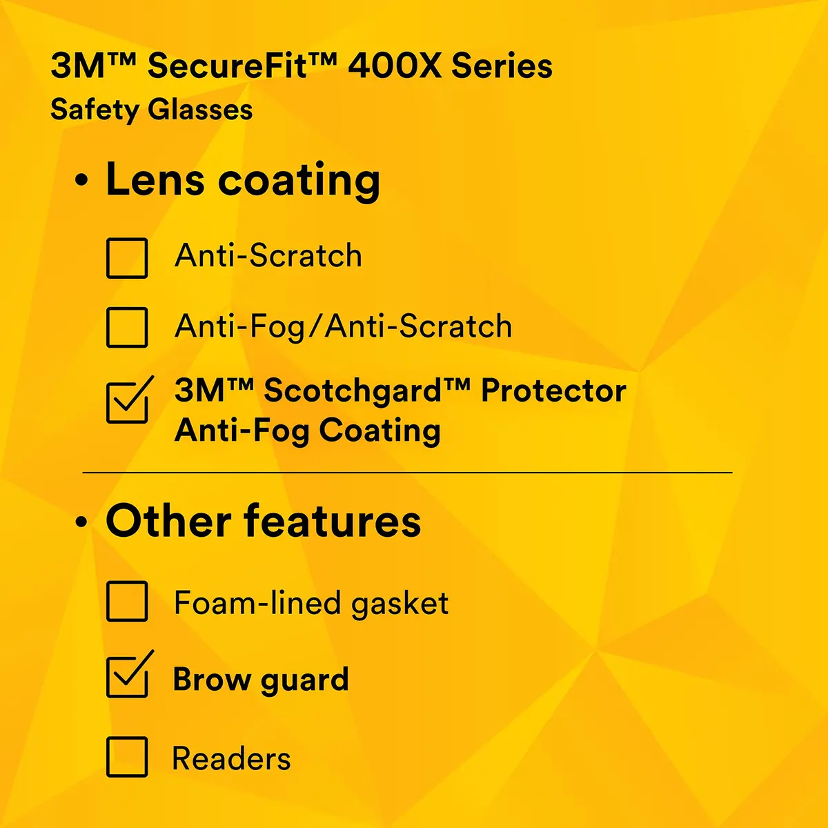 3M Safety Glasses, SecureFit 400, Amber Lens, Yellow/Black Temples | Impact-Resistant, Anti-Fog, Comfortable Fit - view 7