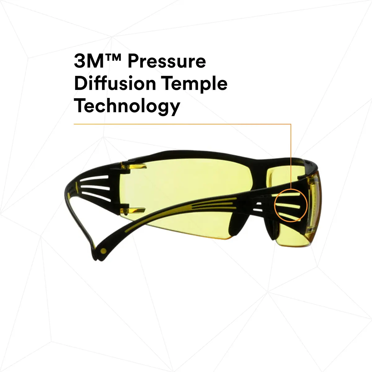 3M Safety Glasses, SecureFit 400, Amber Lens, Yellow/Black Temples | Impact-Resistant, Anti-Fog, Comfortable Fit - view 4
