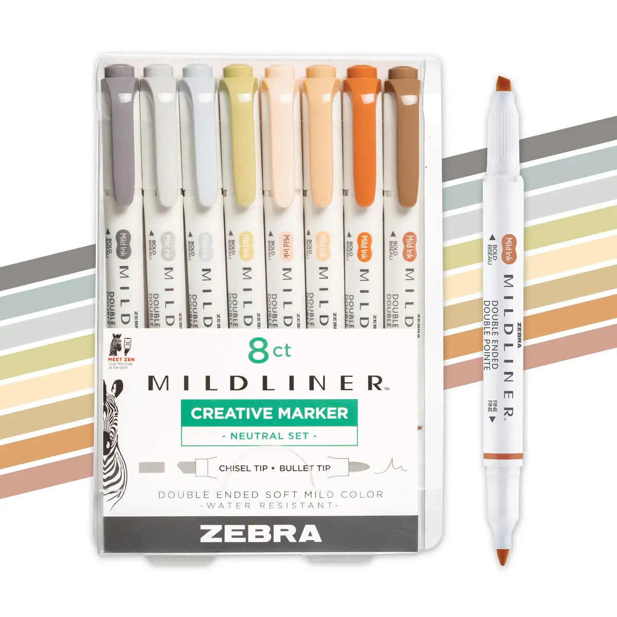 Zebra Pen Mildliner Neutral Vintage Highlighters, Dual Tip, 8-Pack | Smooth Ink Flow for Students & Office - main product image