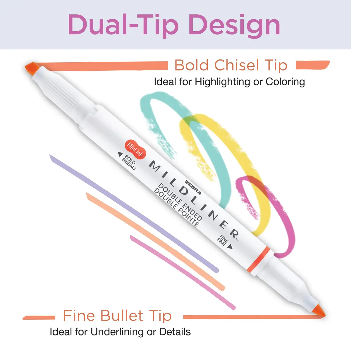 Zebra Pen Mildliner Neutral Vintage Highlighters, Dual Tip, 8-Pack | Smooth Ink Flow for Students & Office - view 2