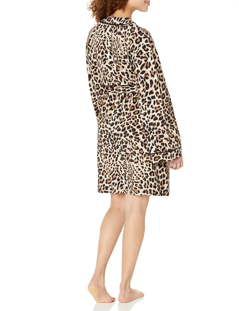 HUGO Womens Soft Jersey Kimono Robe, Leopard, Medium US | Loose Fit, Comfortable & Imported - view 2