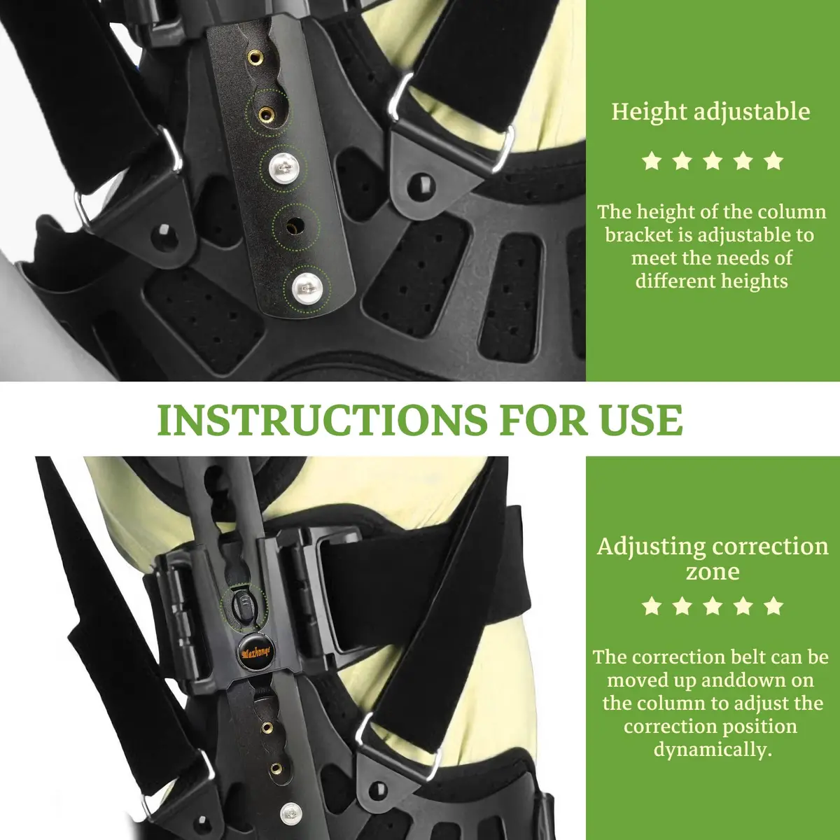 ZHUNPOCT Adjustable Scoliosis Back Brace with Cervical Support | Breathable, Fully Adjustable for All Heights, Discreet & Supportive (70-120 chars) - view 3