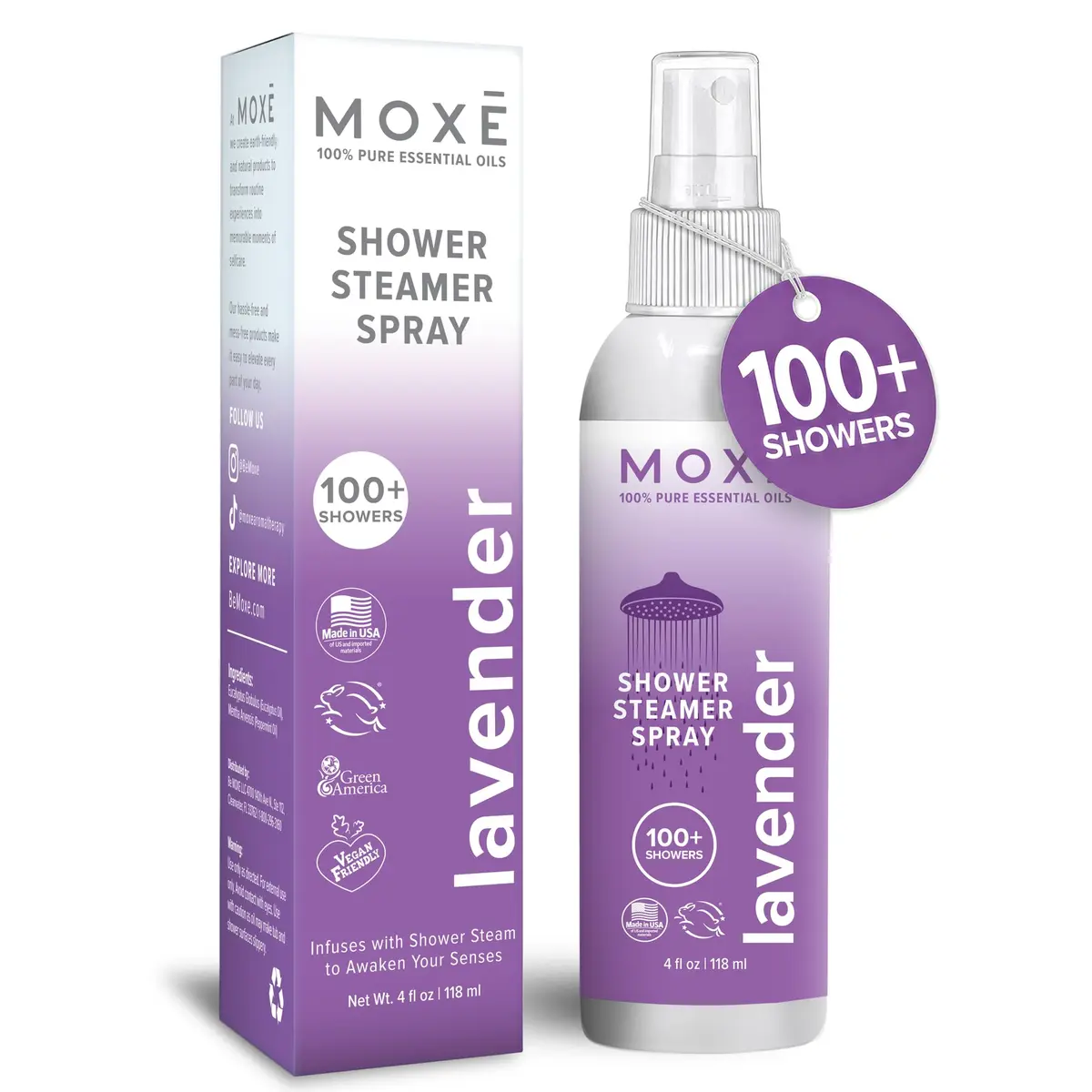 MOXE Lavender Shower Steamer Spray for Relaxation & Tension Relief | Aromatherapy, 4oz - main product image