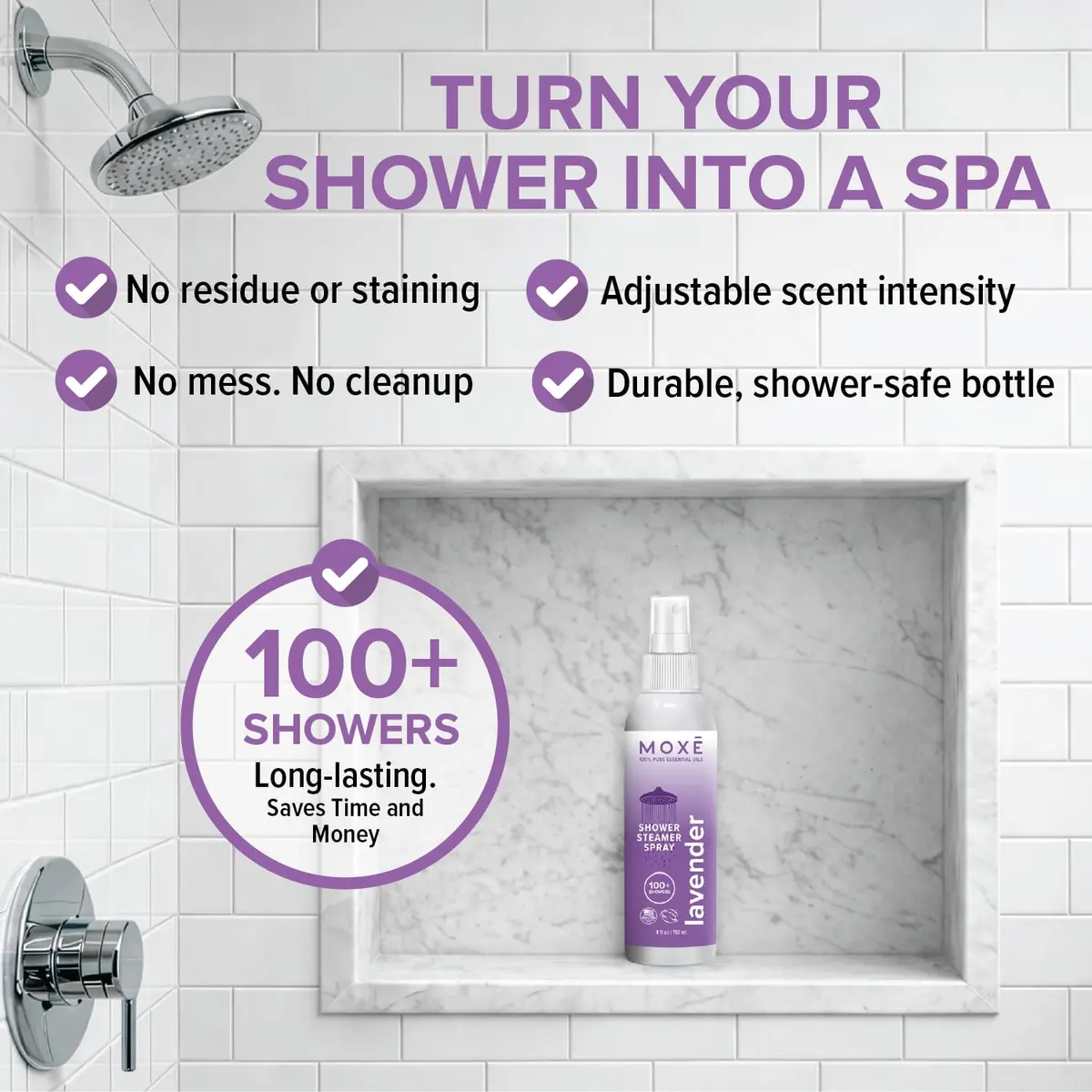 MOXE Lavender Shower Steamer Spray for Relaxation & Tension Relief | Aromatherapy, 4oz - view 4