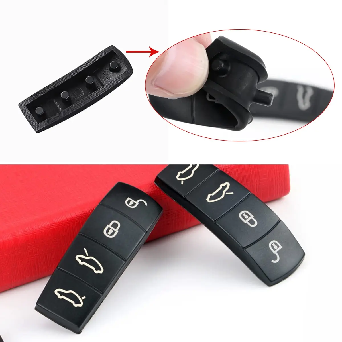 Jaronx Black Silicone Key Button Cover for Porsche Boxster Cayman 718 | Protects Original Key Fob - view 6