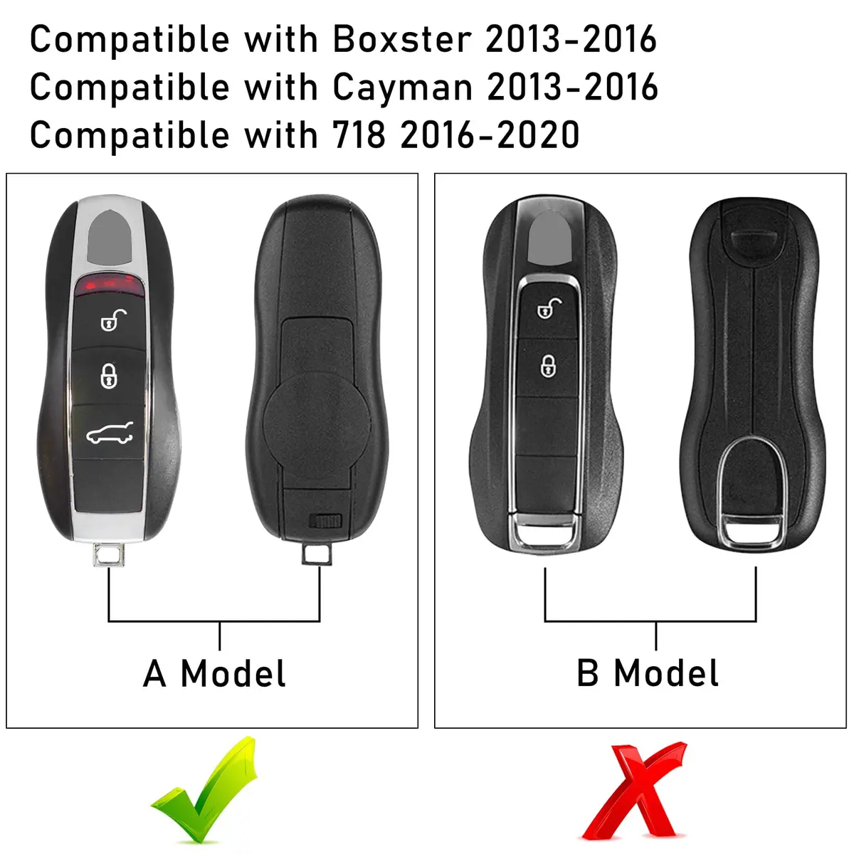 Jaronx Black Silicone Key Button Cover for Porsche Boxster Cayman 718 | Protects Original Key Fob - view 2