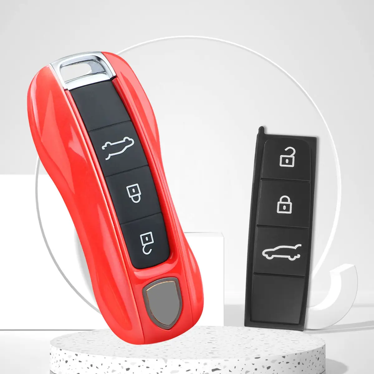 Jaronx Compatible with Porsche Cayenne Key Button Cover | Soft Rubber, Black, 2018-2021 - view 5
