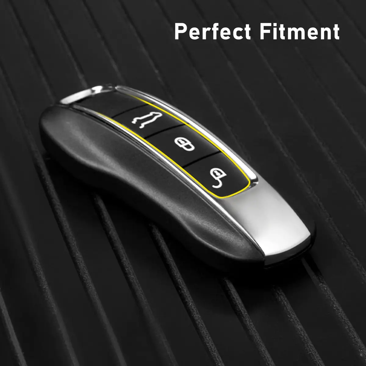 Jaronx Compatible with Porsche Cayenne Key Button Cover | Soft Rubber, Black, 2018-2021 - view 6