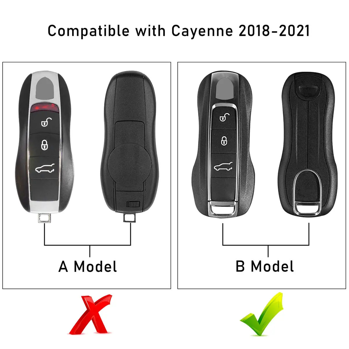 Jaronx Compatible with Porsche Cayenne Key Button Cover | Soft Rubber, Black, 2018-2021 - view 2