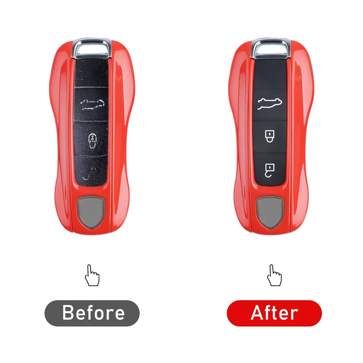 Jaronx Compatible with Porsche Cayenne Key Button Cover | Soft Rubber, Black, 2018-2021 - view 4