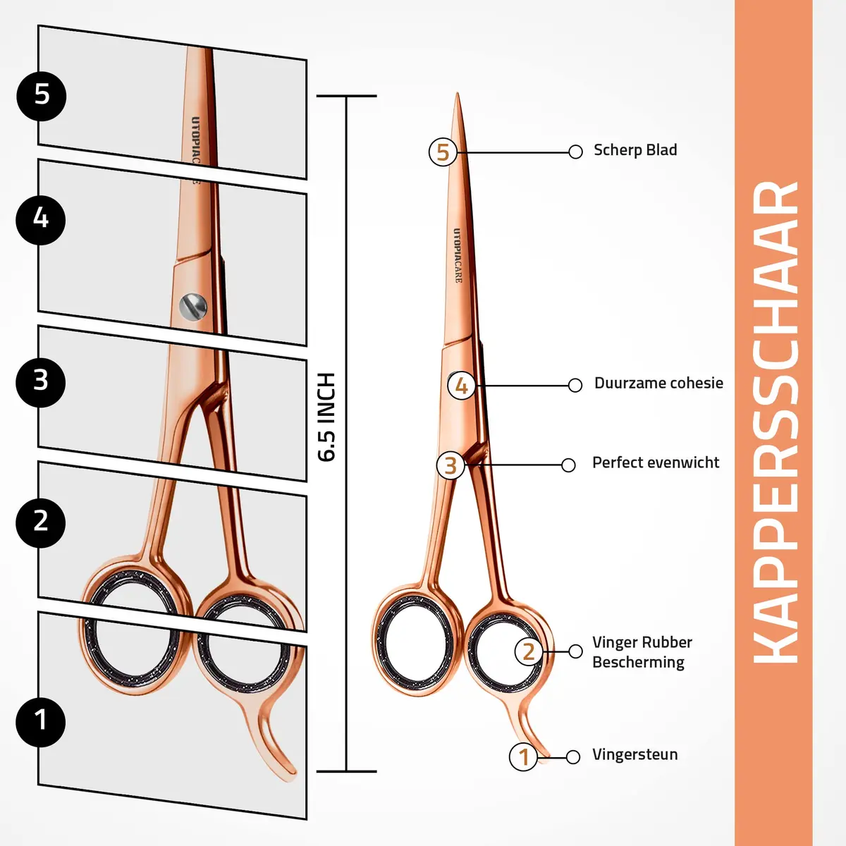 Utopia Care Hair Cutting & Hairdressing Scissors 6.5 Inch | Premium Stainless Steel Shears for Salons, Men, Women & Kids, Rose Gold - view 2