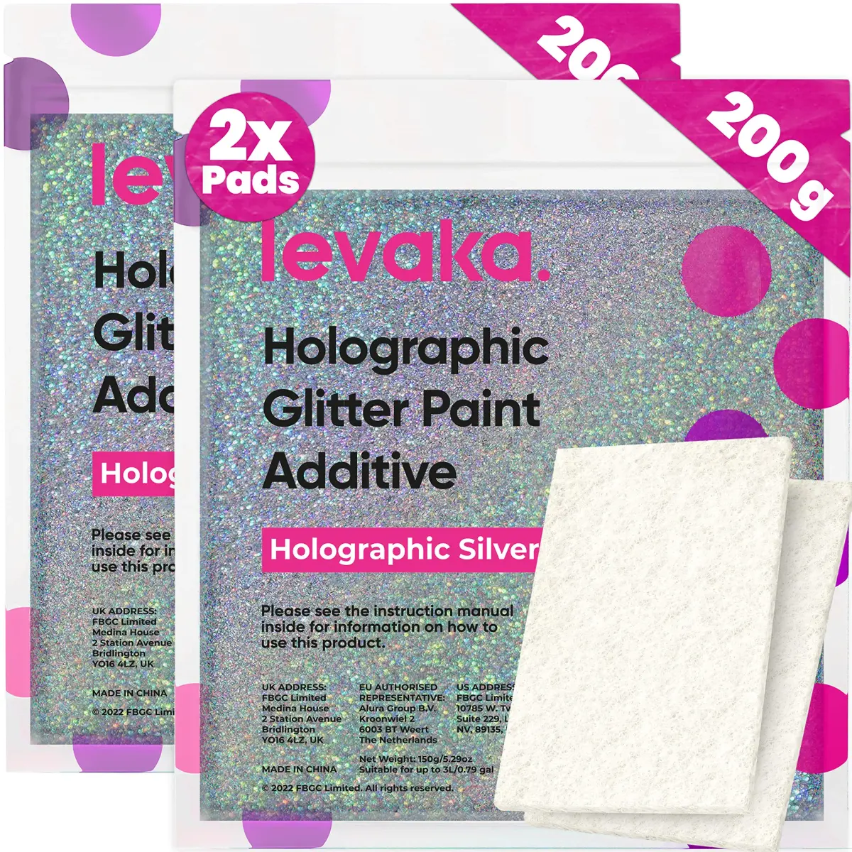 FBGC Holographic Silver Glitter Paint Additive 14.11oz | Dazzling Sparkle for Walls & Furniture - main product image