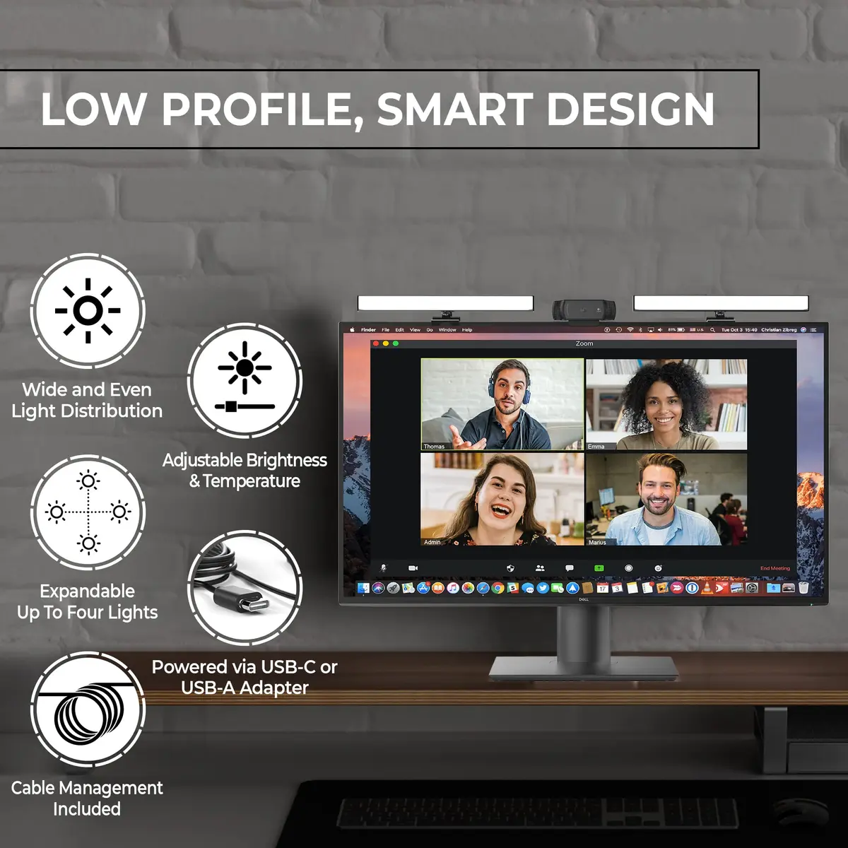 HumanCentric Add-On Video Conference Light - Existing Kit Required, 1 Unit | Expands to Quad Light Setup - view 6