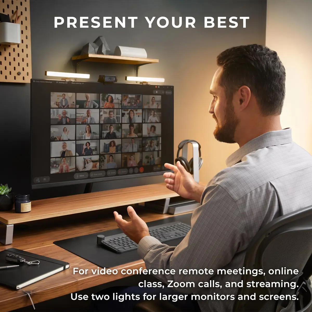 HumanCentric Video Conference Lighting Double Kit | Webcam Light for Streaming, Monitor and Laptop Light for Video Conferencing - view 2