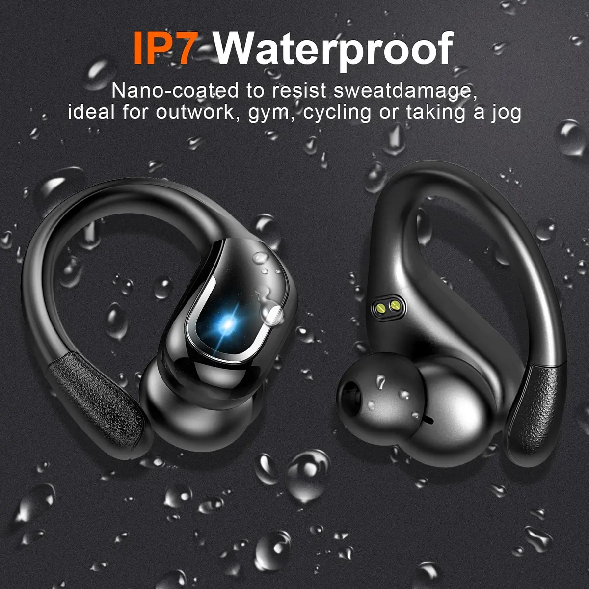 Ltinist Wireless Earbud, Bluetooth 5.3 Headphones with Earhooks, 75H Battery, IP7 Waterproof, Built-in Microphone for Running Sports - view 6