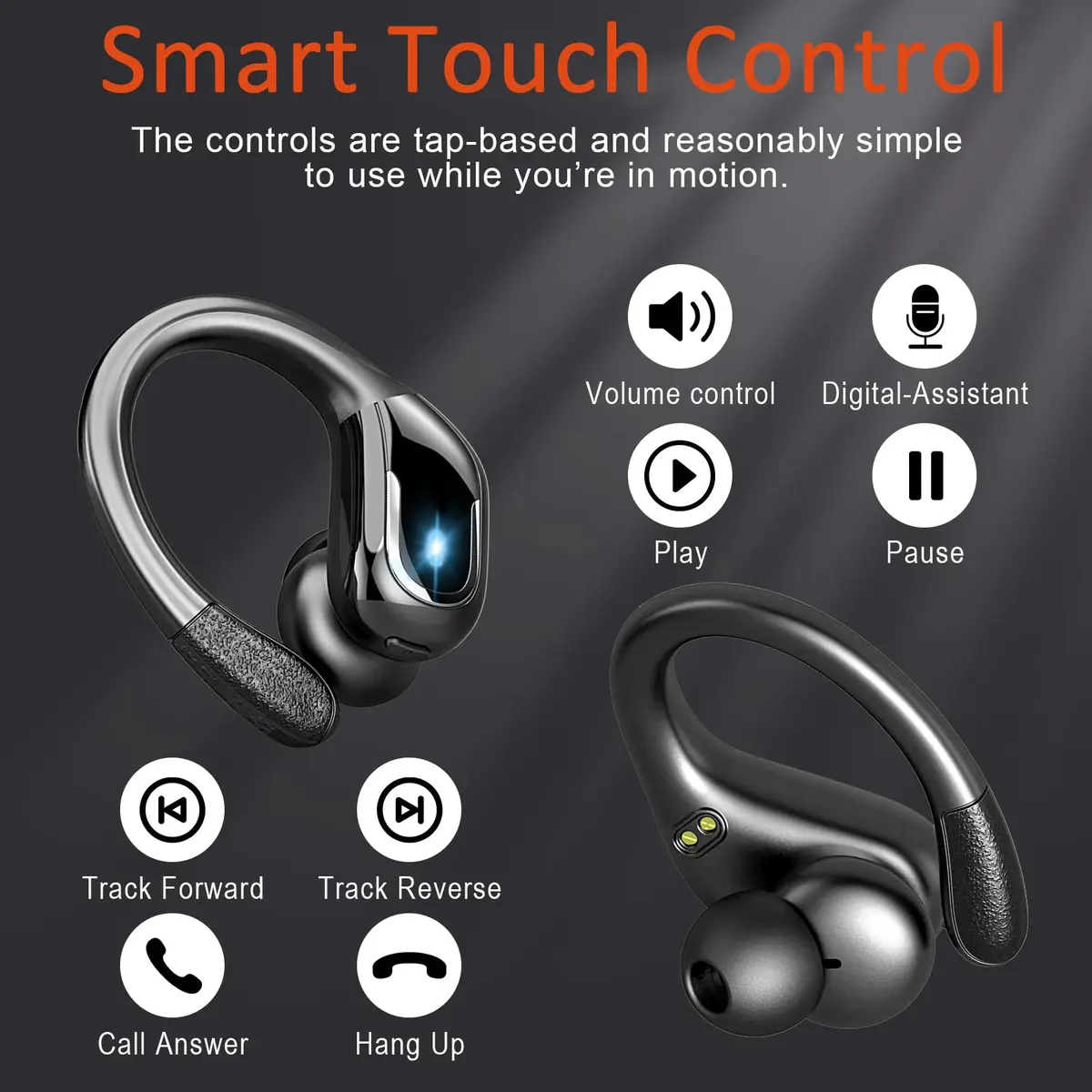 Ltinist Wireless Earbud, Bluetooth 5.3 Headphones with Earhooks, 75H Battery, IP7 Waterproof, Built-in Microphone for Running Sports - view 7