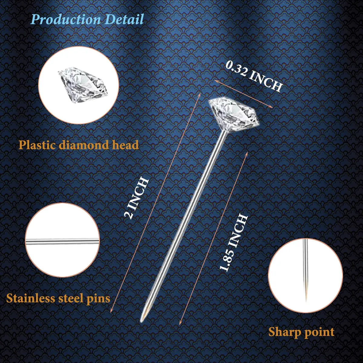 Sunenlyst 300PCS Bouquet Pins | Long 2inch Stainless Steel Flower & Corsage Pins for Wedding, Jewelry DIY, Quilting - view 2