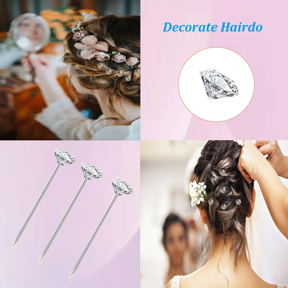 Sunenlyst 300PCS Bouquet Pins | Long 2inch Stainless Steel Flower & Corsage Pins for Wedding, Jewelry DIY, Quilting - view 3