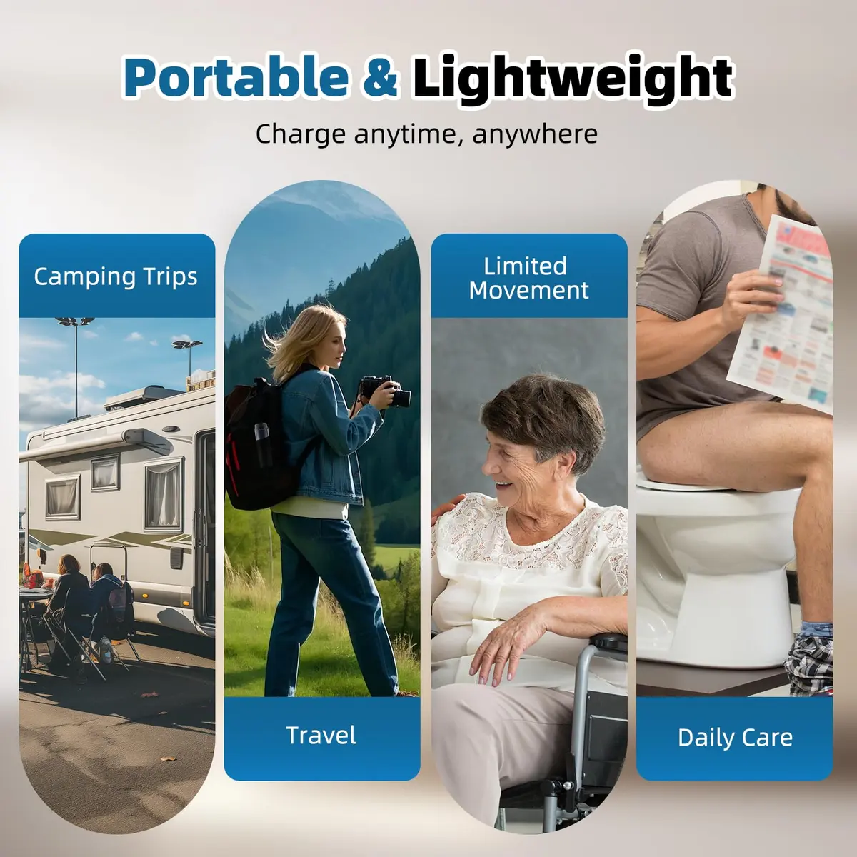 Hibbent Portable Bidet for Travel | High Pressure Handheld Electric Sprayer, Rechargeable, Personal Hygiene, Postpartum Care, Black - view 6