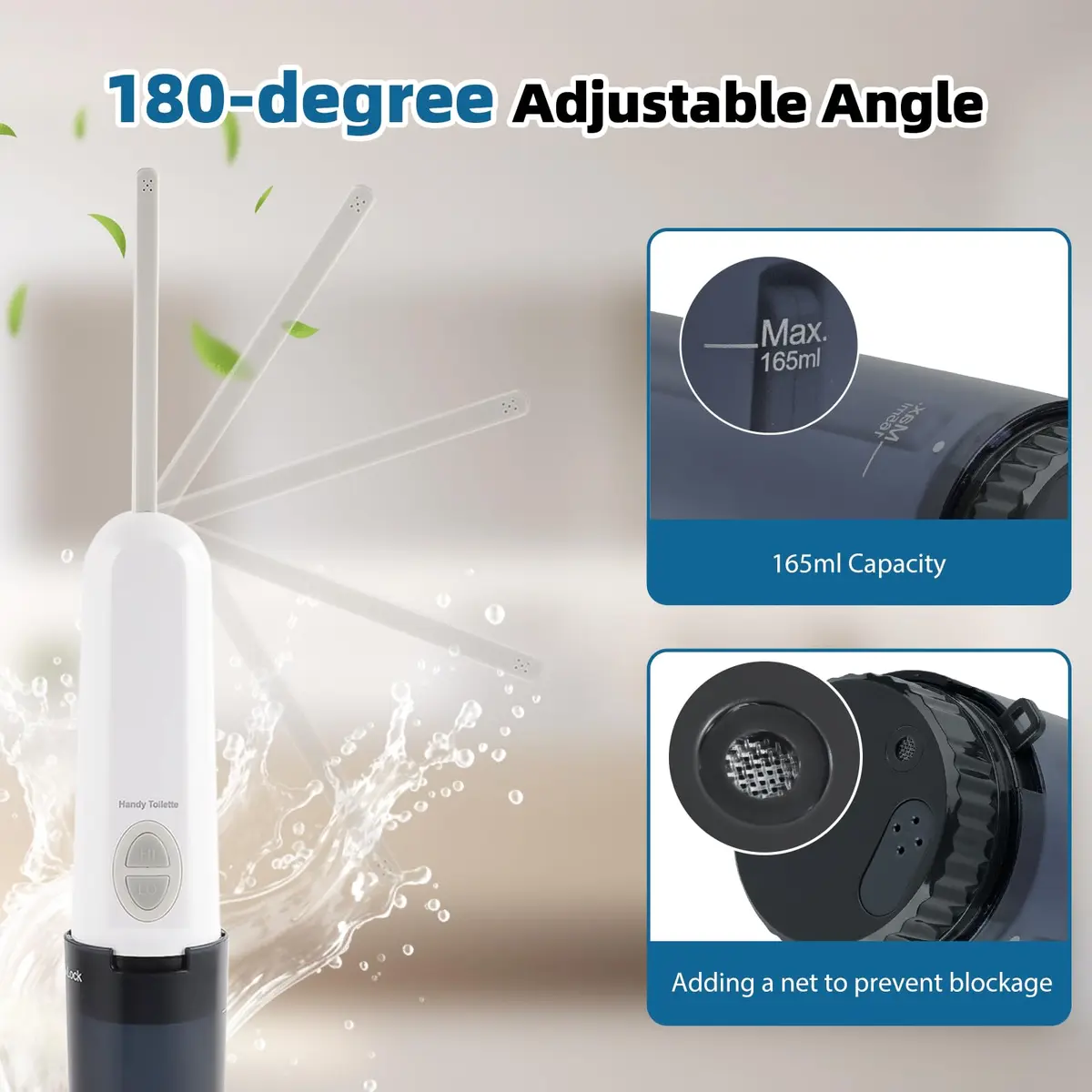 Hibbent Portable Bidet for Travel | High Pressure Handheld Electric Sprayer, Rechargeable, Personal Hygiene, Postpartum Care, Black - view 7
