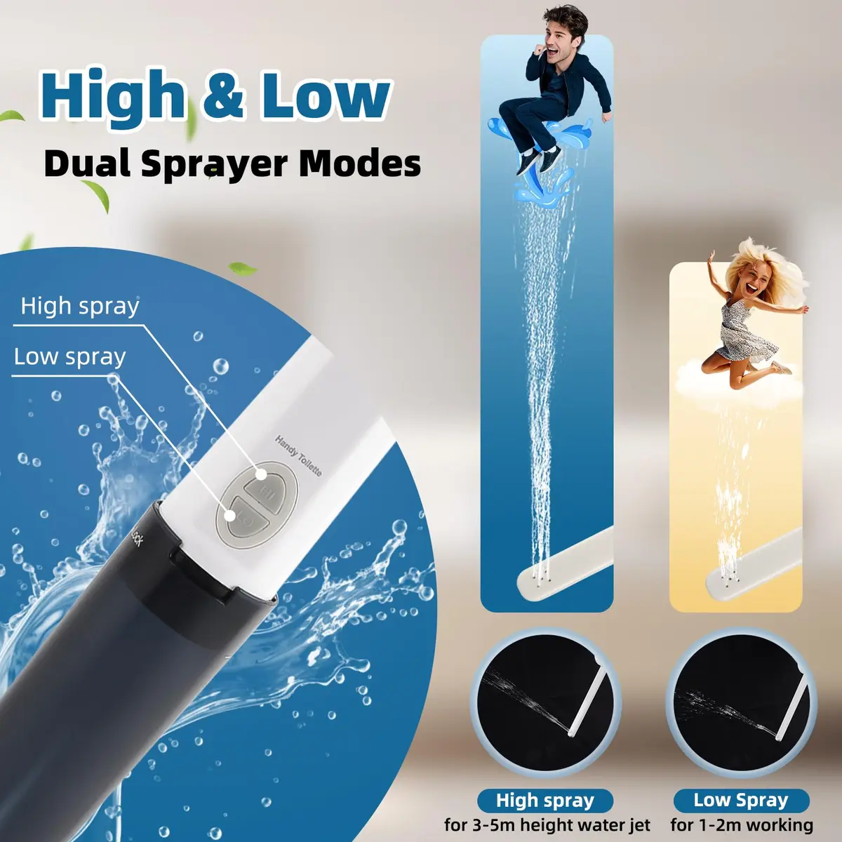 Hibbent Portable Bidet for Travel | High Pressure Handheld Electric Sprayer, Rechargeable, Personal Hygiene, Postpartum Care, Black - view 2
