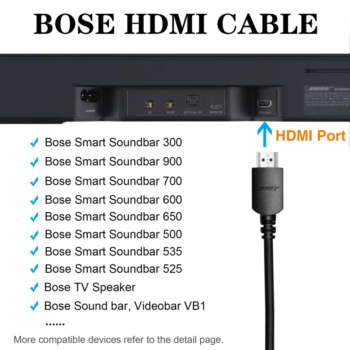 LILIBIN 4K HDMI Cable 1.5m (5ft) | High Speed ARC Cord for Bose Soundbars & TVs - view 2