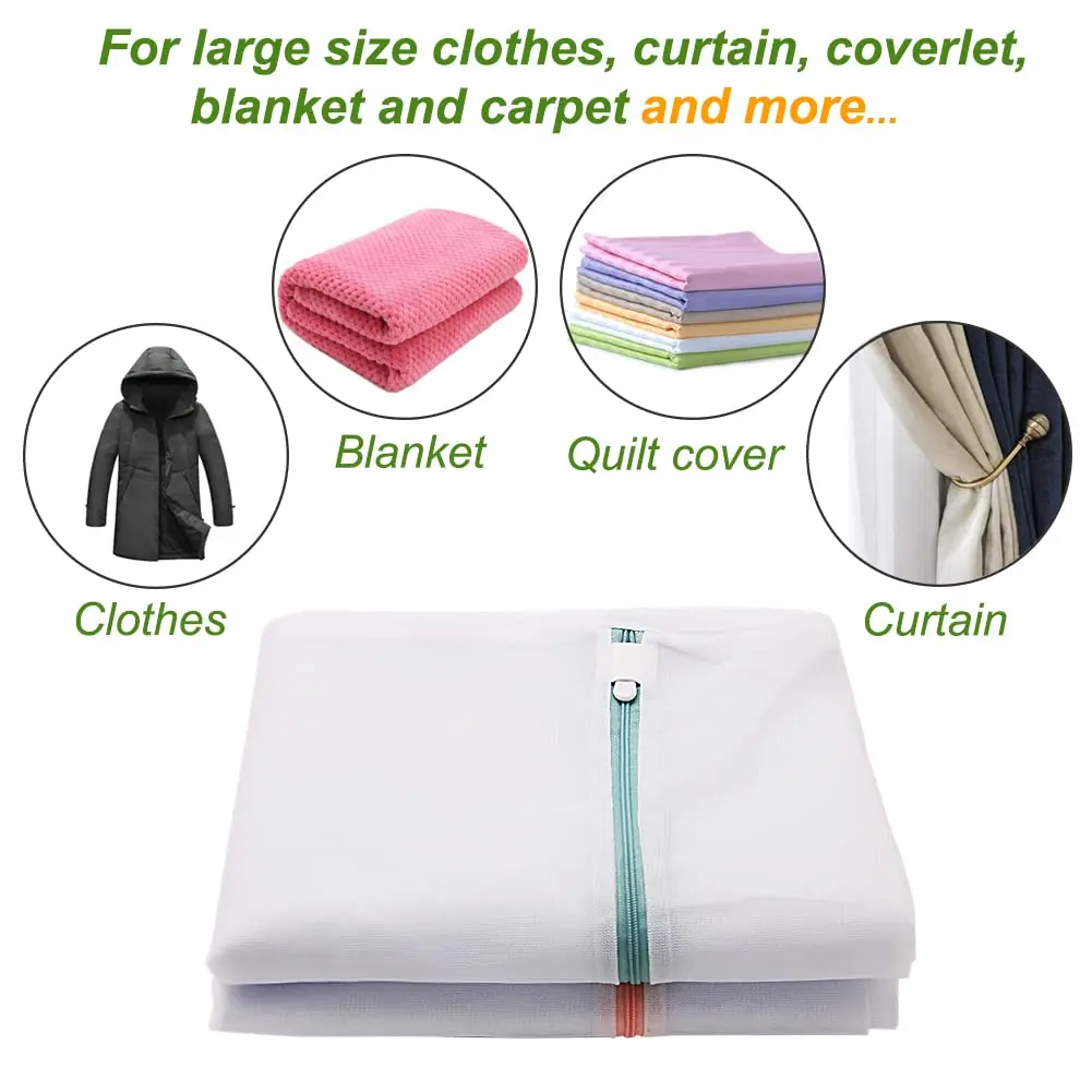 Tenn Well Large Mesh Laundry Bags 90x70cm (35"x27") | Zippered Wash Bags for Blankets, Delicates, and Travel - view 6