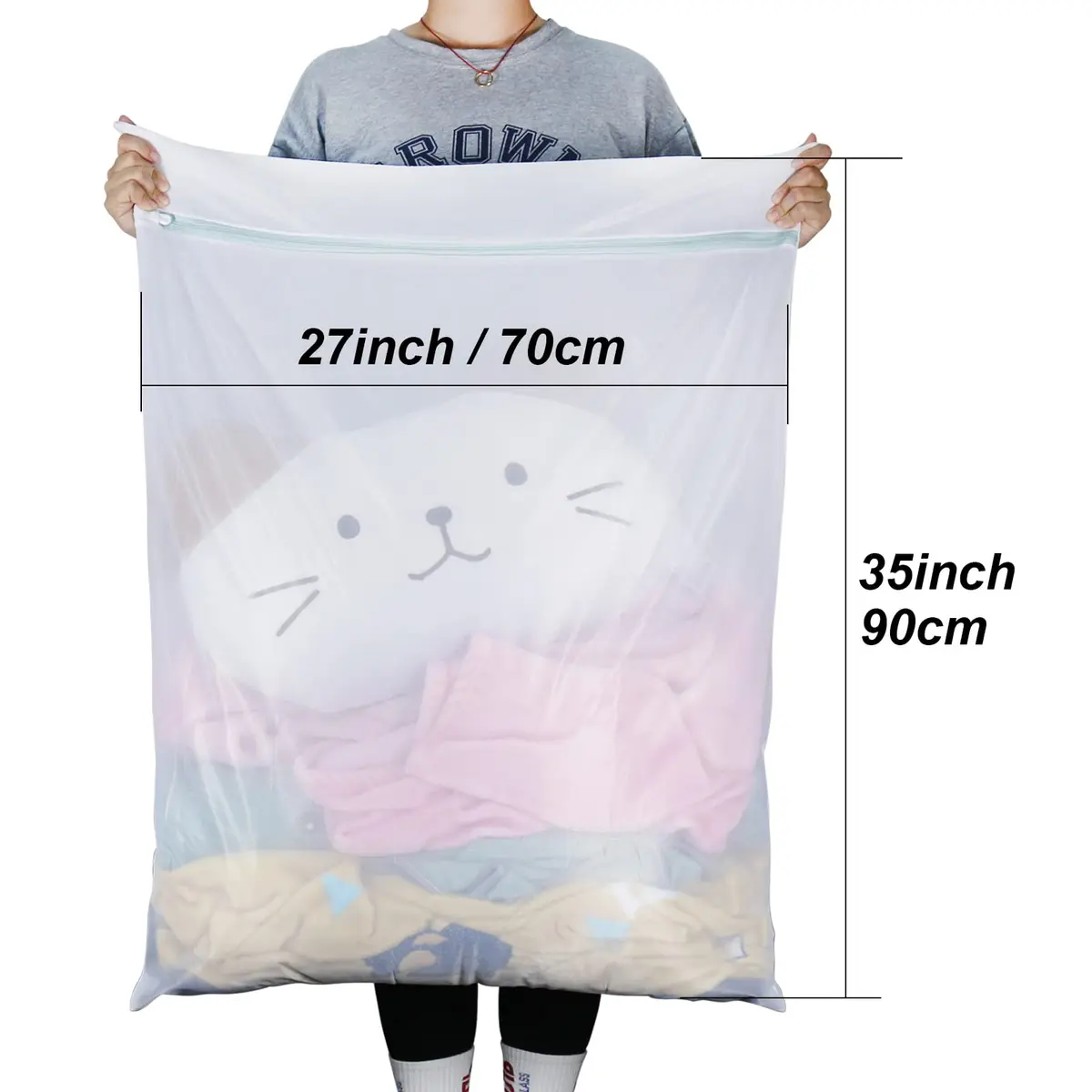 Tenn Well Large Mesh Laundry Bags 90x70cm (35"x27") | Zippered Wash Bags for Blankets, Delicates, and Travel - view 2