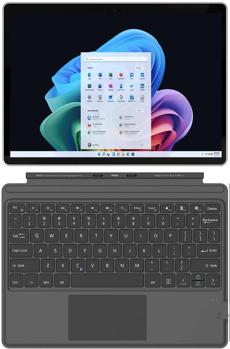 Arteck Bluetooth Keyboard for Surface Pro 10/9/8/X with Touchpad & Rechargeable Battery | Ultra-Slim Portable Wireless Type Cover - view 6