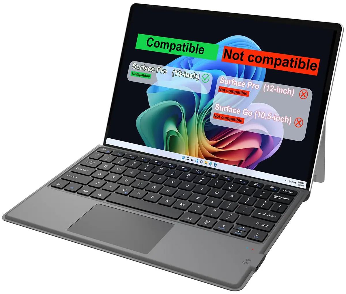 Arteck Bluetooth Keyboard for Surface Pro 10/9/8/X with Touchpad & Rechargeable Battery | Ultra-Slim Portable Wireless Type Cover - main product image