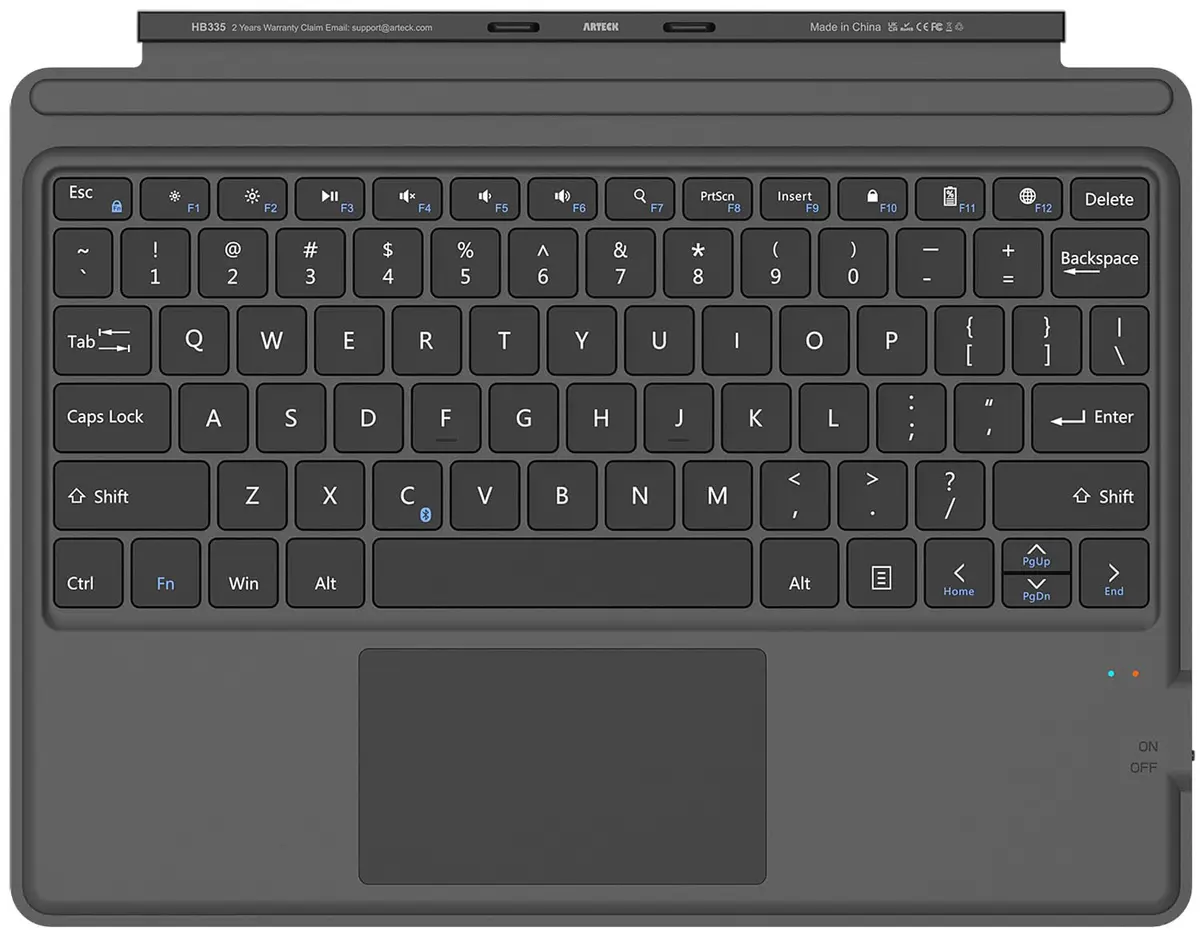Arteck Bluetooth Keyboard for Surface Pro 10/9/8/X with Touchpad & Rechargeable Battery | Ultra-Slim Portable Wireless Type Cover - view 3