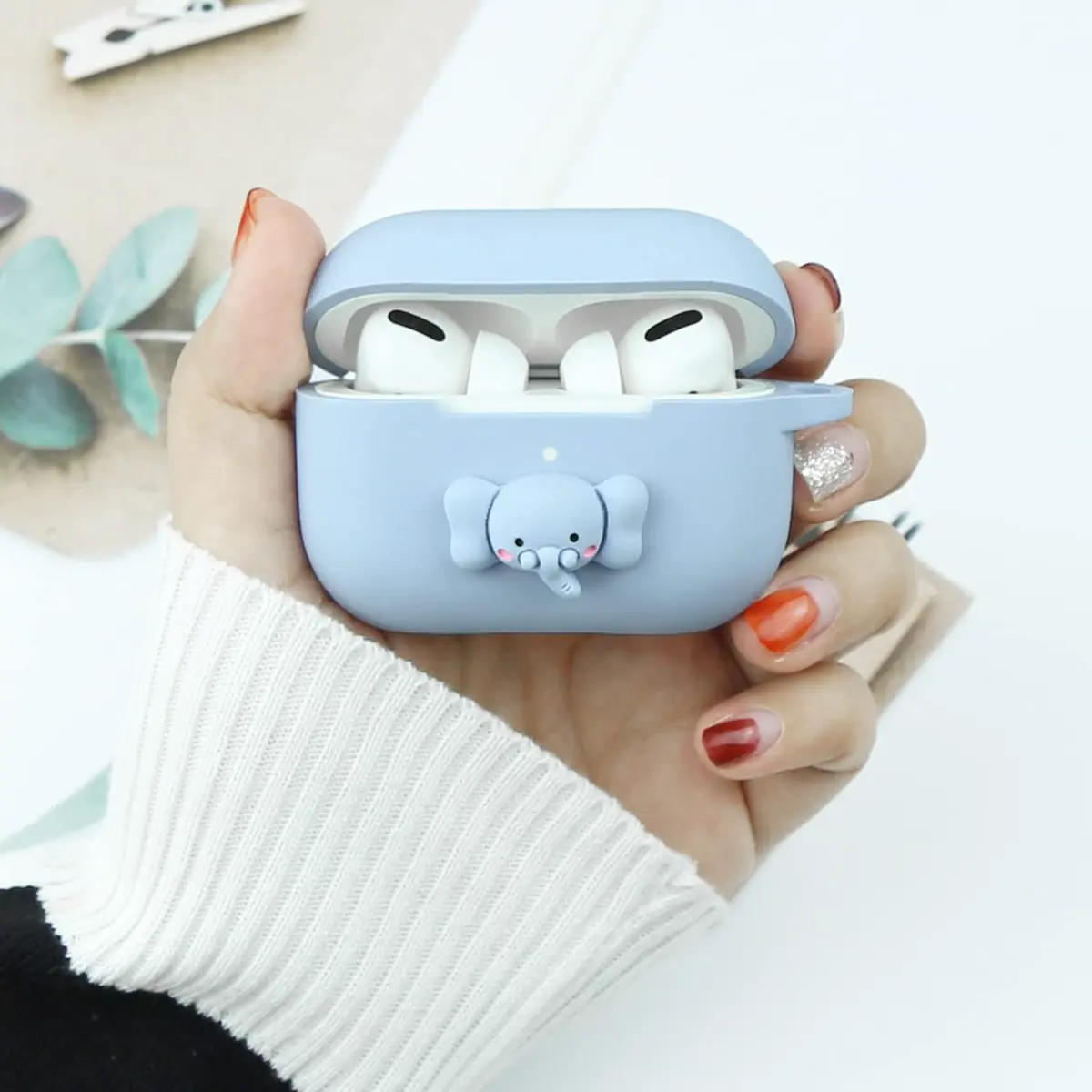 Wonhibo Elephant Silicone Case for AirPods Pro | Cute Kawaii Cover with Keychain - view 5