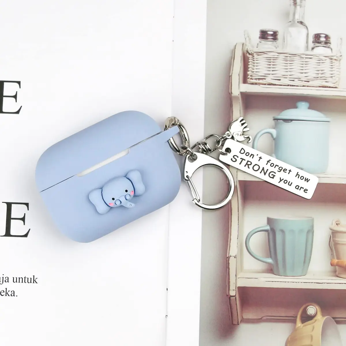 Wonhibo Elephant Silicone Case for AirPods Pro | Cute Kawaii Cover with Keychain - view 3