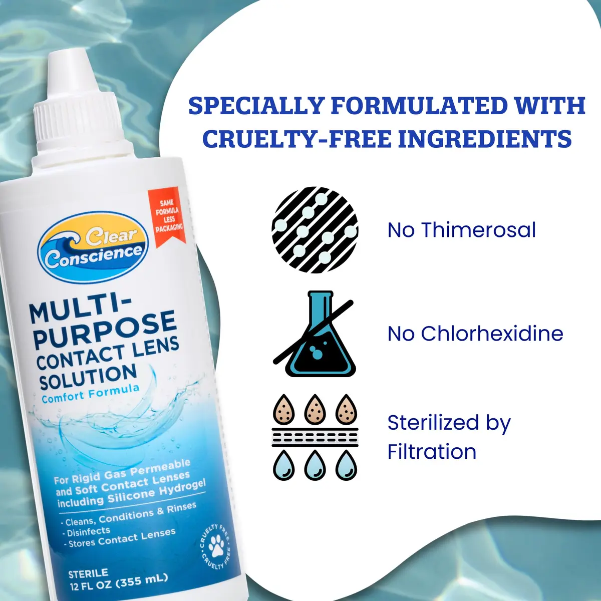 Clear Conscience Multi-Purpose Contact Lens Solution, 12 Fl Oz (3 Pack) | Sensitive Eyes & All-Day Comfort - view 4