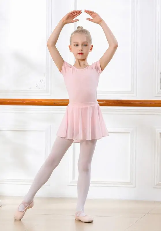 DIPUG Girls Ballet Leotard with Removable Skirt Toddler Dance Dress Combo Pink Short Sleeve Size 6-8 Years | 2-Piece Outfit for Dance & Gymnastics - view 9
