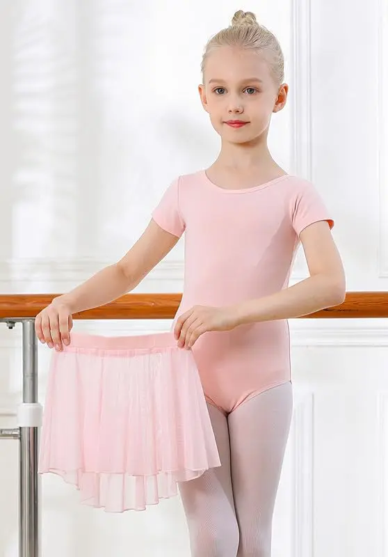 DIPUG Girls Ballet Leotard with Removable Skirt Toddler Dance Dress Combo Pink Short Sleeve Size 6-8 Years | 2-Piece Outfit for Dance & Gymnastics - view 3
