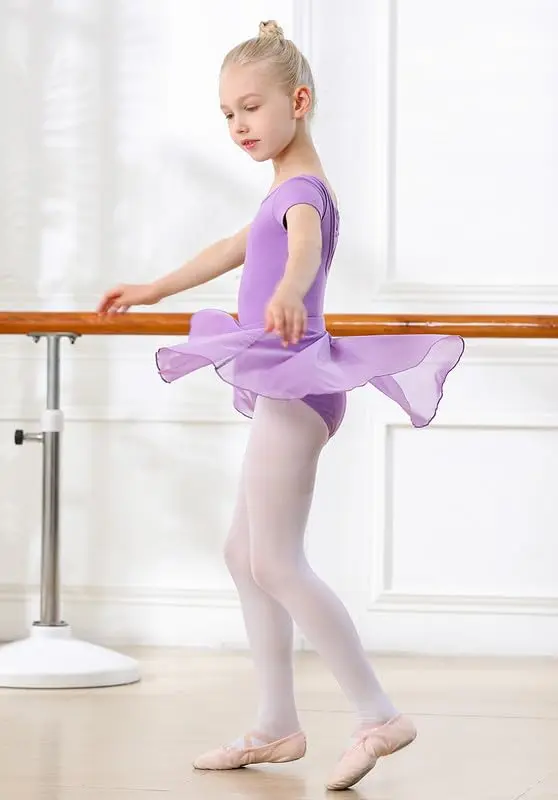 DIPUG Purple Ballet Leotard with Removable Skirt Toddler Dance Dress Combo for Girls 2T-12 Years | 2-Piece Set - view 6