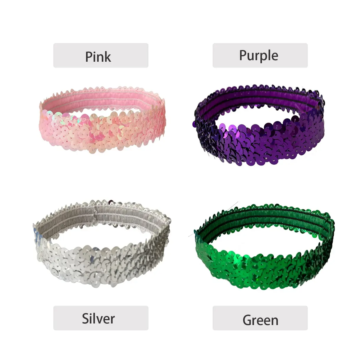 WEBGGER 12 Pack Sequin Headbands Elastic Stretch Sparkly Headband for Teens Girls Women | Fashion Hair Accessories - view 5