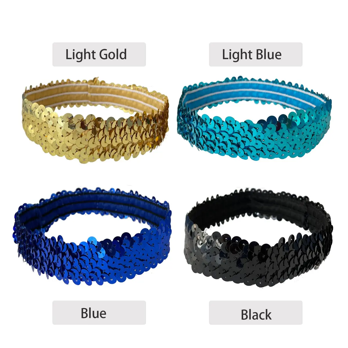WEBGGER 12 Pack Sequin Headbands Elastic Stretch Sparkly Headband for Teens Girls Women | Fashion Hair Accessories - view 6