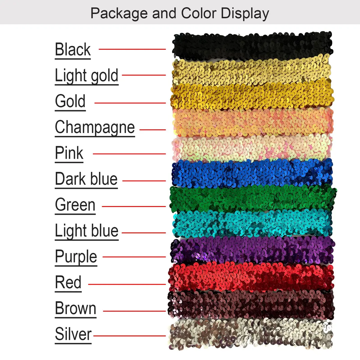 WEBGGER 12 Pack Sequin Headbands Elastic Stretch Sparkly Headband for Teens Girls Women | Fashion Hair Accessories - view 2